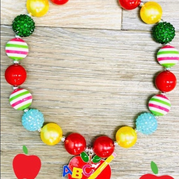 Red Back To School Bubblegum Necklace - Picture 2 of 2